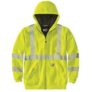 Carhartt Brite Lime Men's HiVis Thermal-Lined Full Zip Sweatshirt Size XL